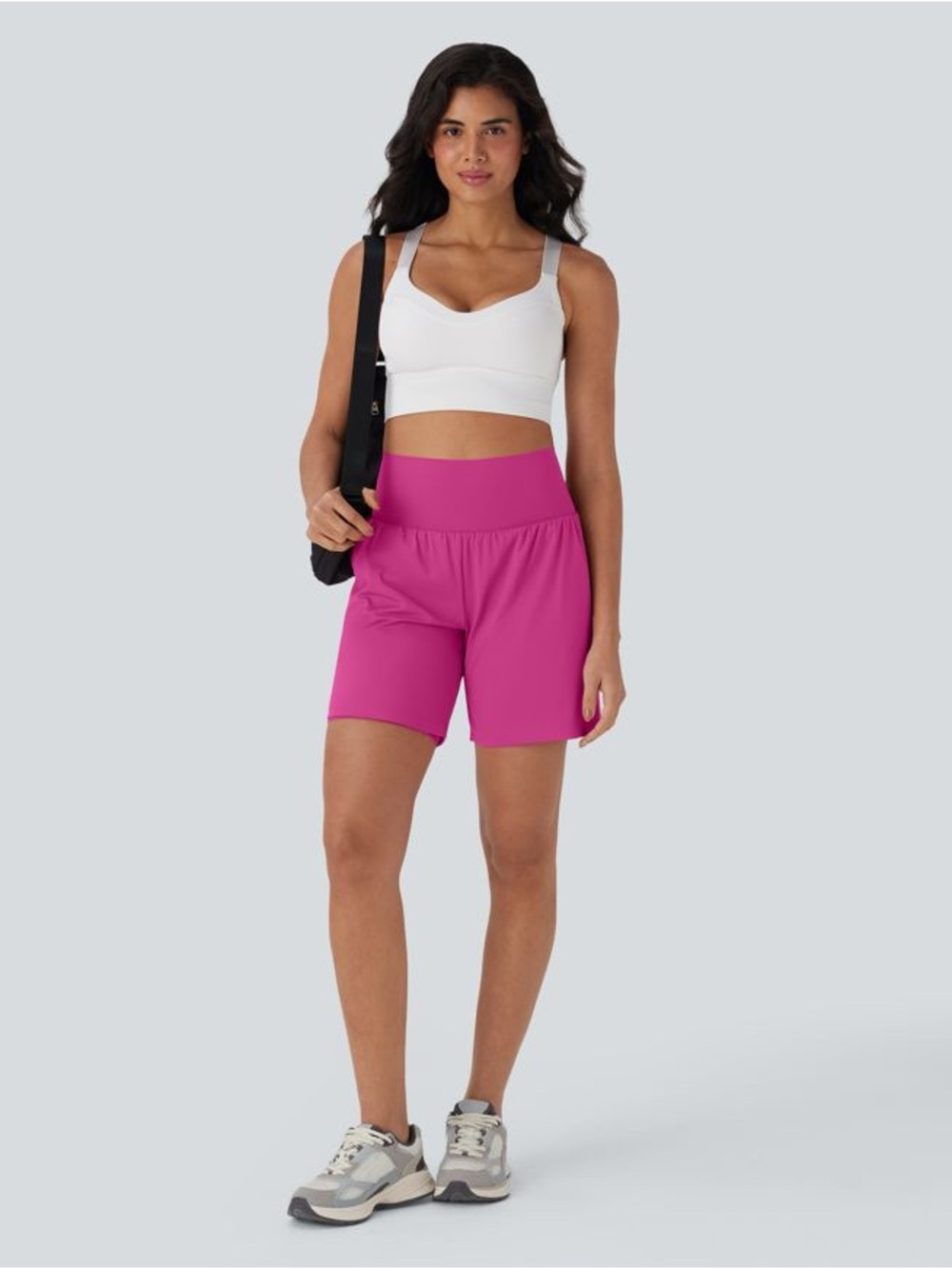 Halara SoftlyZero™ Airy Super High Waisted 2-in-1 InstantCool Yoga Shorts Pink - Picture 6 of 9